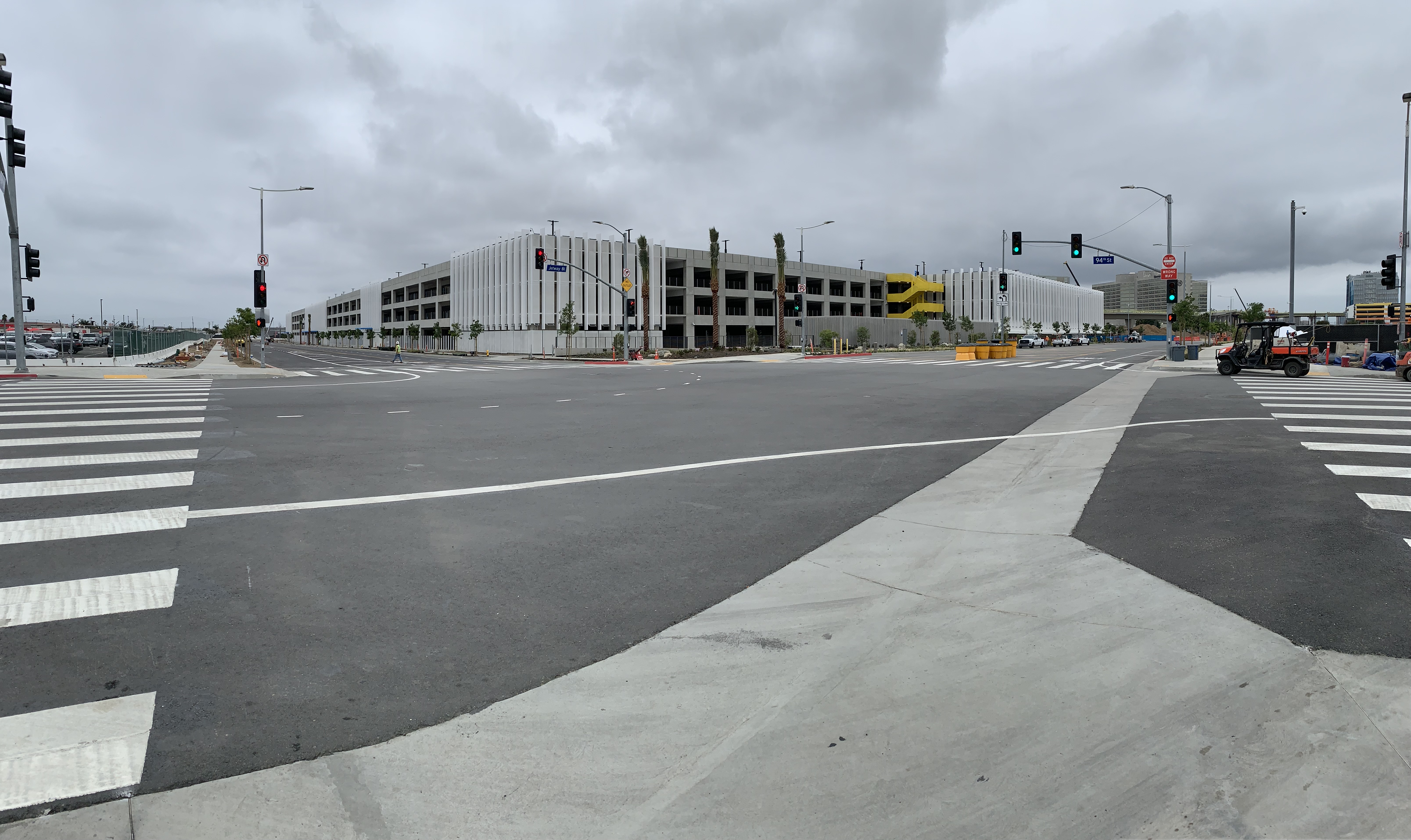 A view of the Intermodal Transportation Facility-West from the corner of 94th Street and Jetway Boulevard.